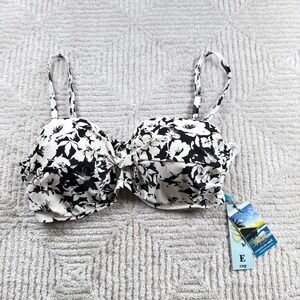 Heat Bikini Top Women's E Cup Black White Floral NWT Pool Beach Tropical Resort